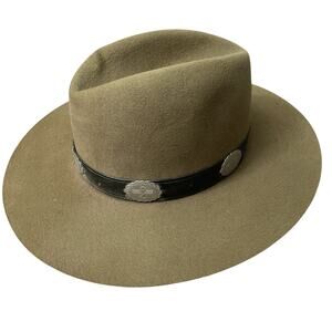 Dorfman Pacific Gunslinger Hat Green Wool Felt Leather Band Concho Thunderbird 7